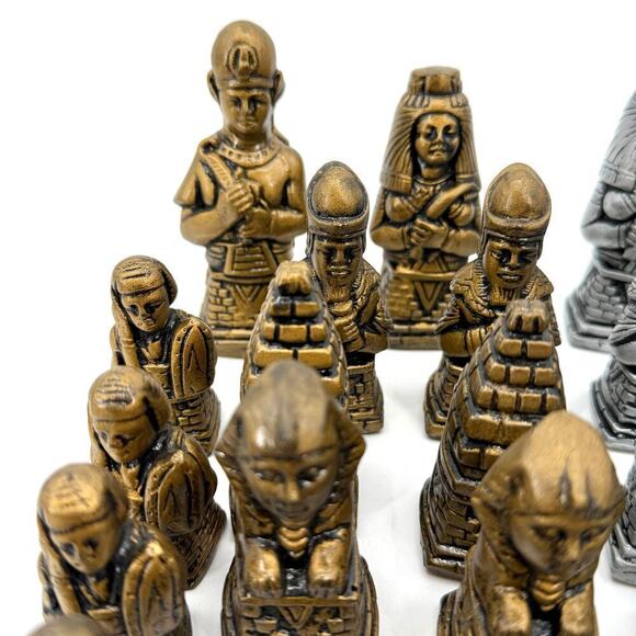 Vintage 32 Piece Replacement Chess Piece Set Egyptian Style Ceramic Glazed - Picture 3 of 15